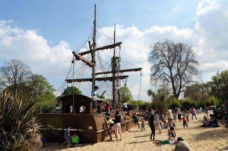 Children playing in the Princess Diana memorial playground, London.