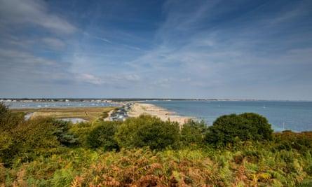 View from Hengistbury Head towards the beach huts