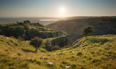 Sunset over Cheddar Gorge. Somerset.
